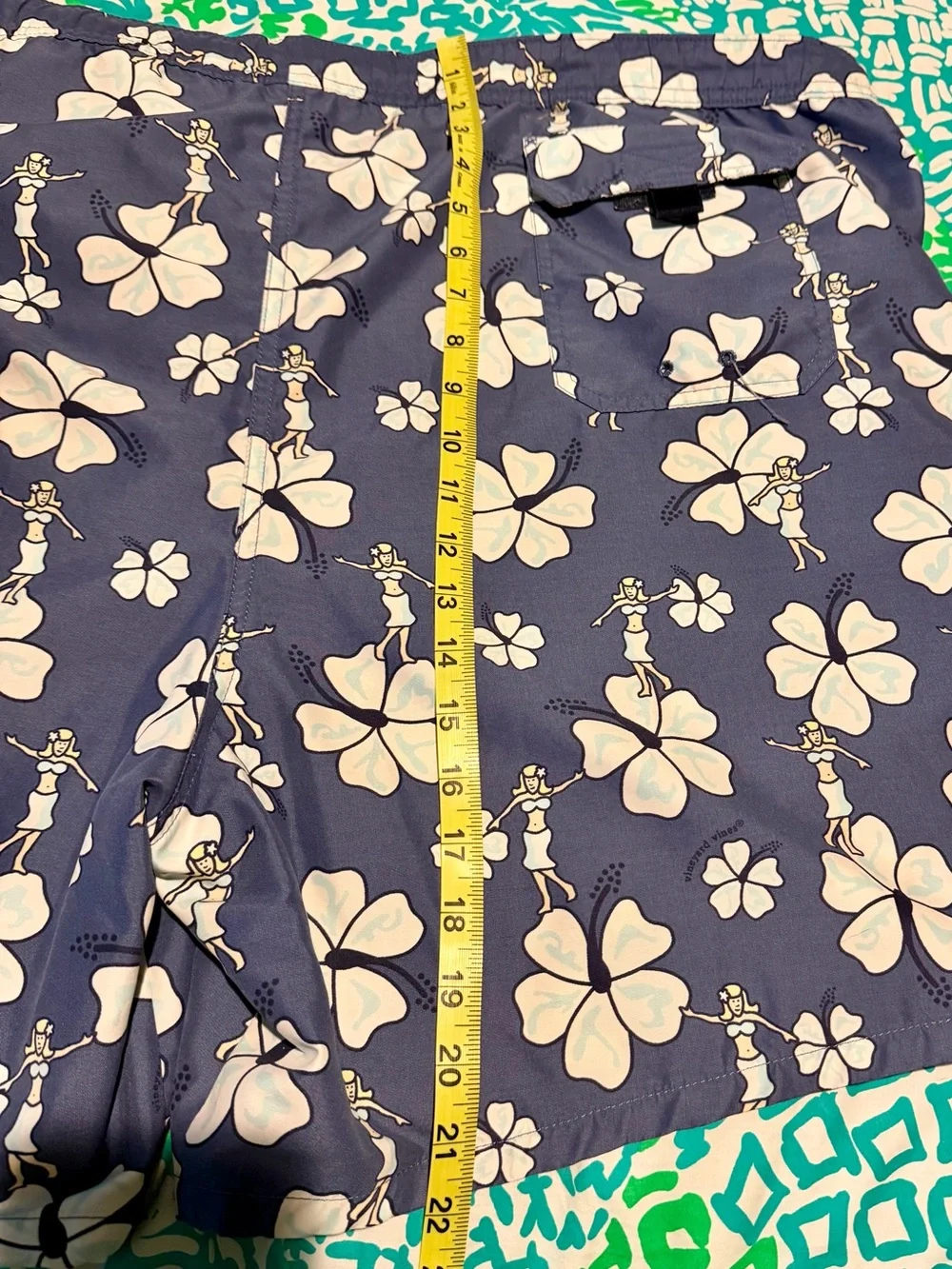 Vineyard Vines Navy Blue Hula Girl Hibiscus flower Swim Trunks - XXL